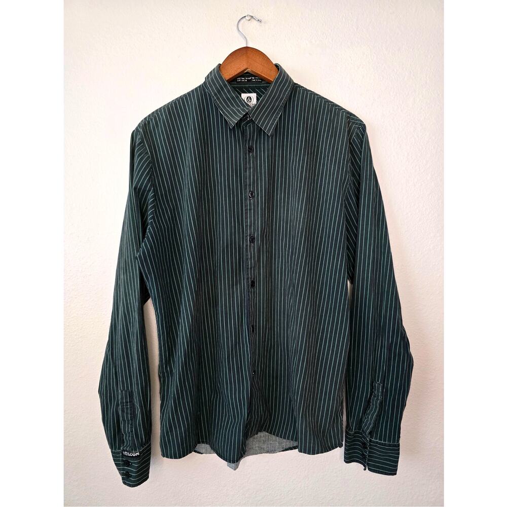 Large Volcom Button Up Pinstripe Business Casual … - image 1